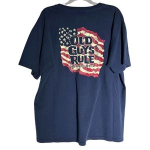 Old Guys Rule A Life Well Served T Shirt Men's Size L Blue Graphic Patriotic